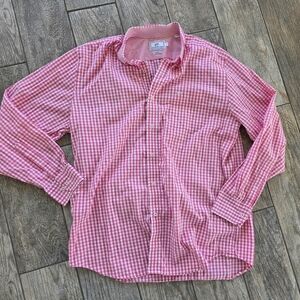 Southern Tide Logo Pink Checkered Gingham Plaid Button Shirt Large Mens